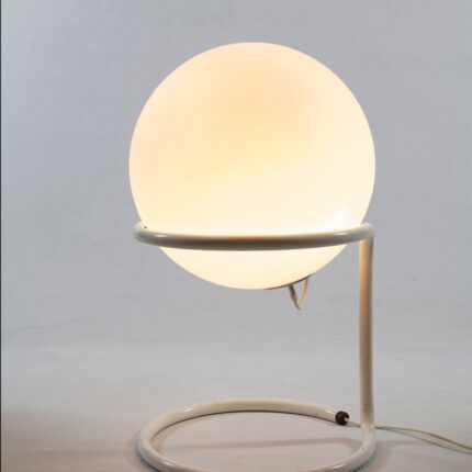 Mid-Century Globe Table Lamp with Glass Shade and Metal Base